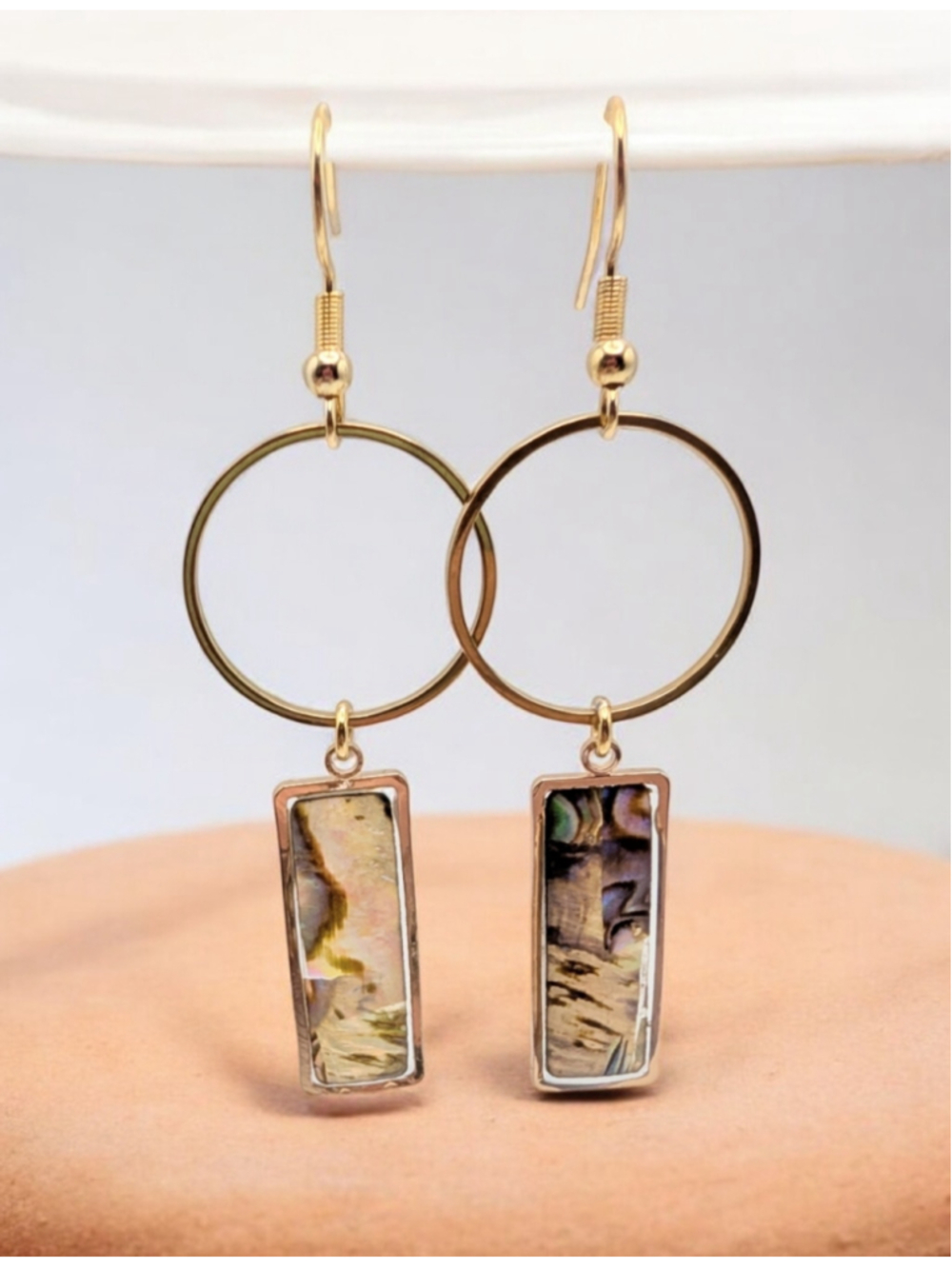 Abalone Shell Dangle Earrings, 14K Gold Filled Ear Hooks